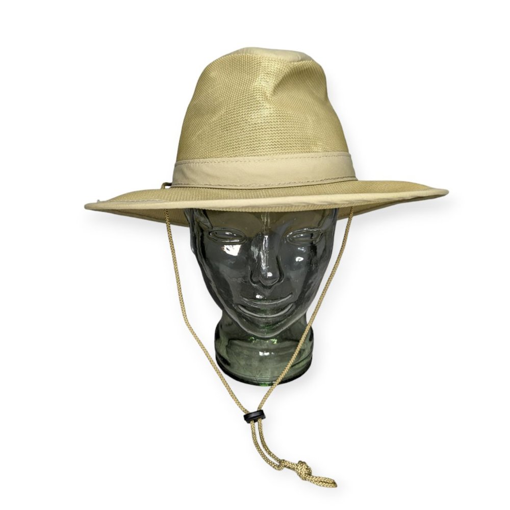Men's Tan Netted Hat with Drawstring